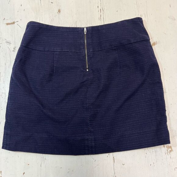 J. Crew Skirt Size 2 Textured Cotton Mini Navy Blue Exposed Zipper #200A - Picture 2 of 5